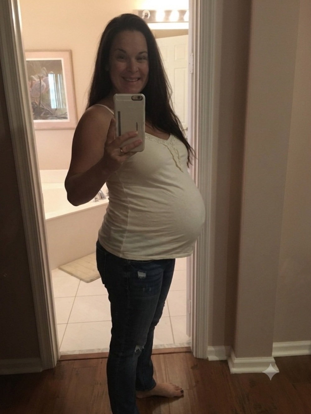 Old Navy 100% Cotton Off White Maternity Tank Top Size Medium